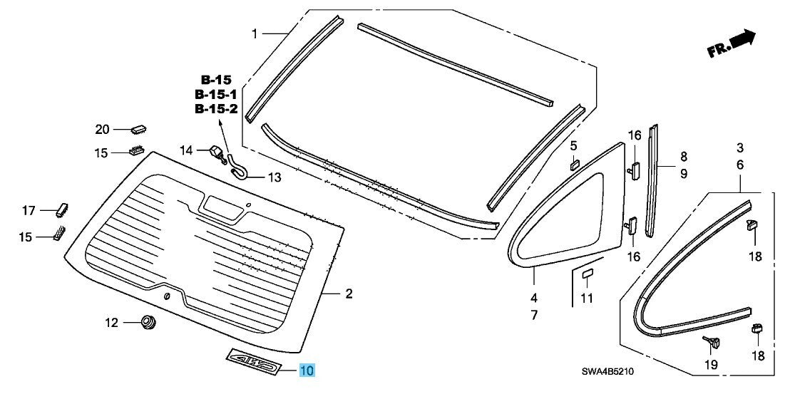 HONDA CR-V RE4 07-09 Genuine Rear Windshield Sticker "4WD" 75723-SWA-A01 OEM