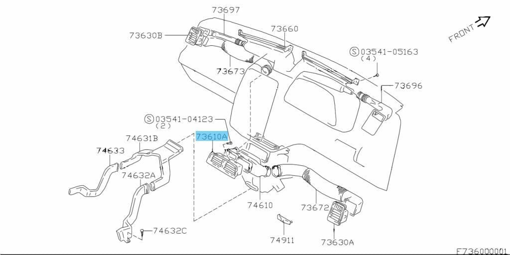SUZUKI ESCUDO TA01 Genuine Ventilator Louver Center 73610-60A10-5PK OEM