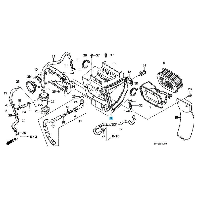 HONDA XR650L '93-09 '12-25 Genuine Air Cleaner Cover Seal 17219-HA2-405 OEM