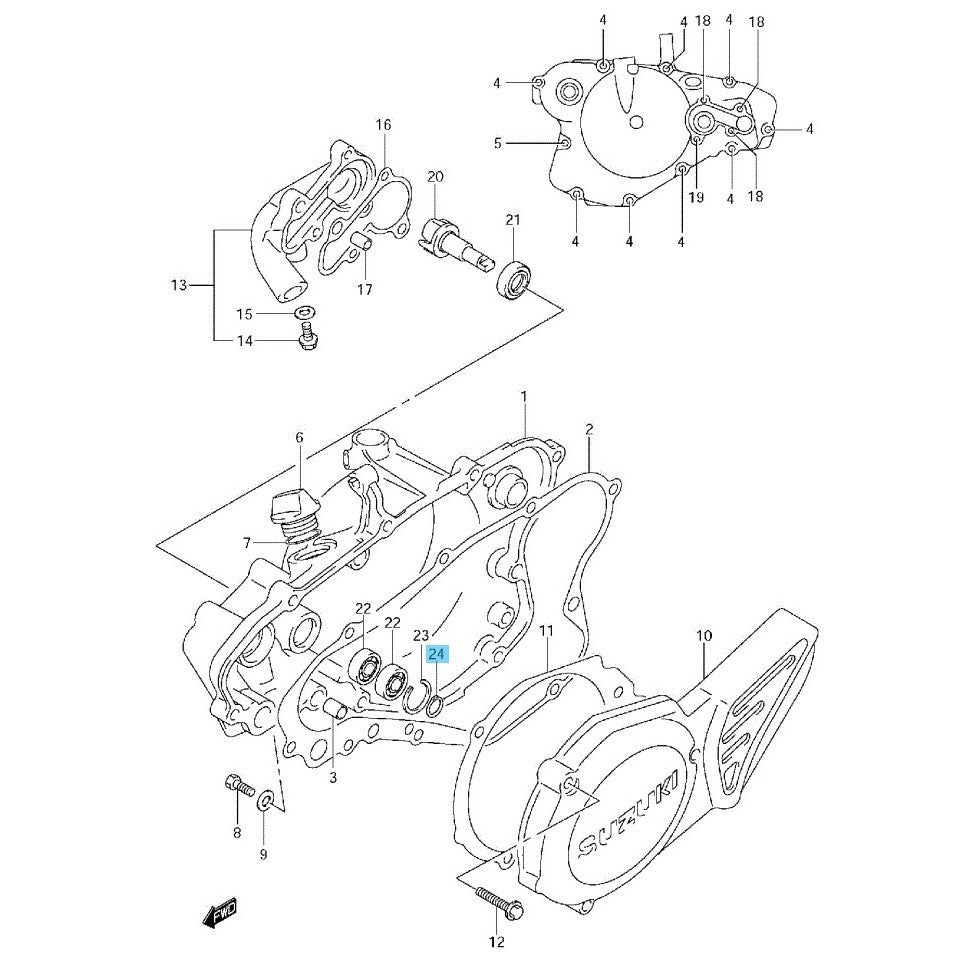 SUZUKI RM85 '02-09 2012 '15-23 Genuine Circlip(Inner) Crank Cover - Water Pump