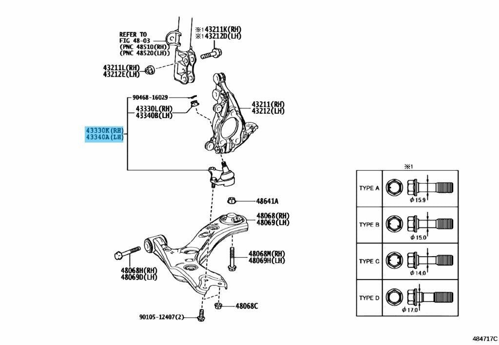 TOYOTA RAV4 ACA3# 2006-2018 Genuine Lower Ball Joint Assy Front 43330-49215 OEM