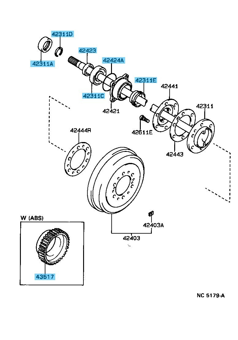 TOYOTA 4RUNNER VZN131 94-95 Genuine Rear Axle Shaft Bearing & Seal Kit W/ABS