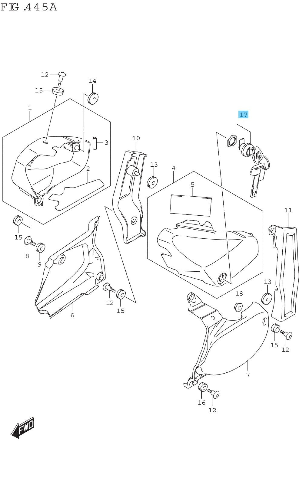 SUZUKI BOULEVARD C50 VL800 2022-2024 Genuine Cover Lock Set 95700-07861 OEM