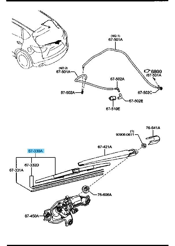 MAZDA CX-5 KE2FW KE5FW KF5P KEEFW 13-23 Genuine Rear Wiper Blade KD47-67-330 OEM