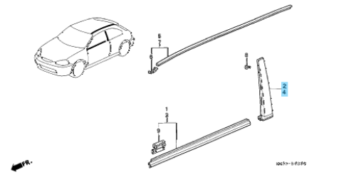 HONDA CIVIC EK4 EK9 3D 96-00 Genuine Door Pillar Garnish Tlim Sash RH LH Set OEM