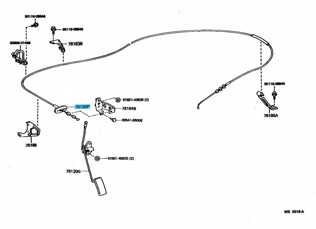 TOYOTA LAND CRUISER LX450 FZJ80 Genuine Accelerator Control Cable 7818060280 OEM