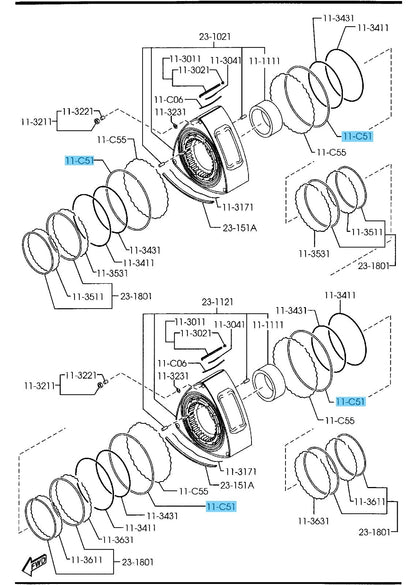 MAZDA RX-8 FE SE 2004-2011 Genuine Anti Blowby Ring N3H1-11-C51 x4 Set OEM