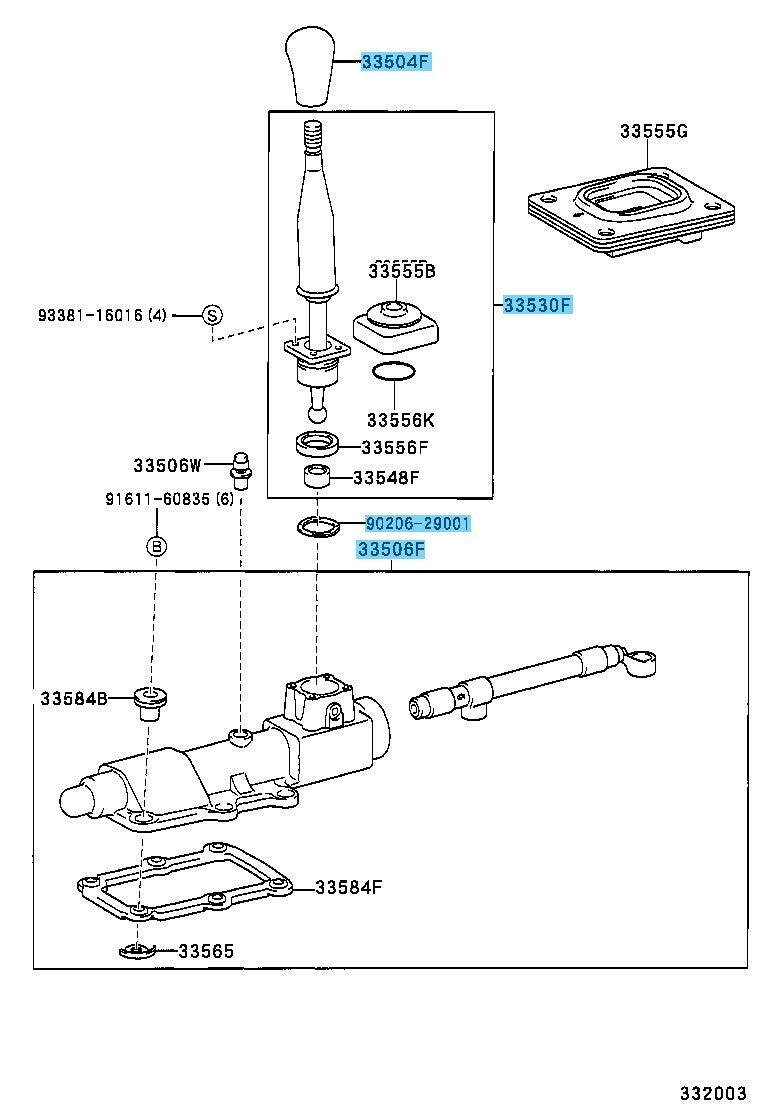 TOYOTA MARK2 JZX110 Genuine Shift Lever Knob & Lever & Retainer & Washer Set OEM