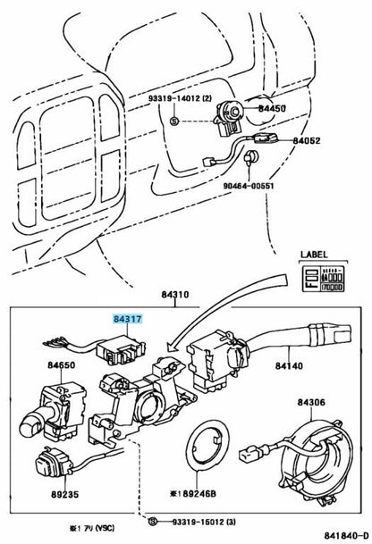 TOYOTA  LAND CRUISER LX470 UZJ100 2000-2002 Genuine Steering Position Sensor OEM