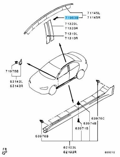 MITSUBISHI LANCER EVOLUTION 10 CZ4A Genuine Drip Moulding Clip 7403A143 x10 Set