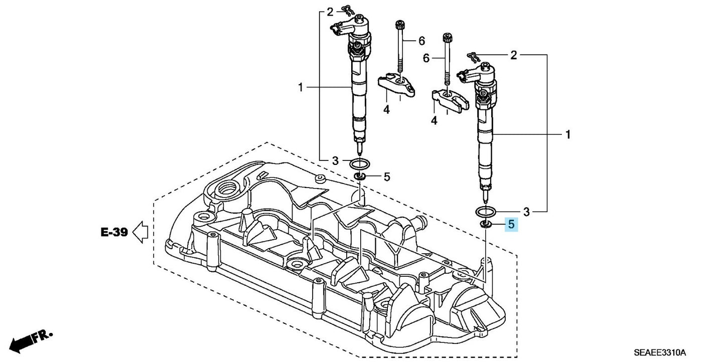 HONDA CIVIC ACCORD CR-V FR-V Genuine Injector Nozzle Gasket 16472-RBD-E00 x6 OEM