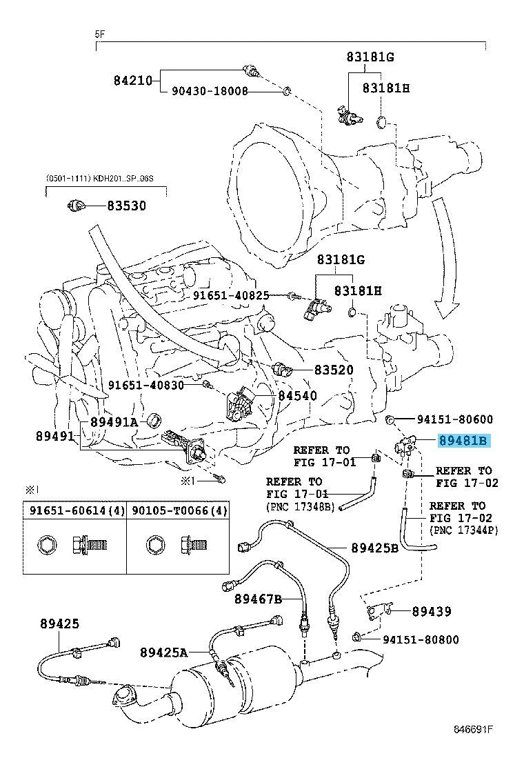 TOYOTA HIACE KDH201 Genuine Differential Pressure Sensor 89481-12050 OEM