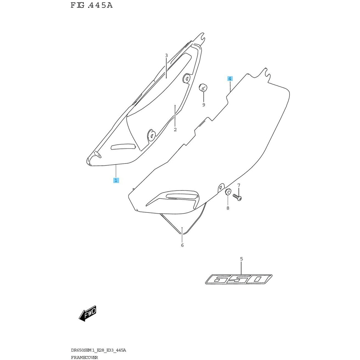 SUZUKI DR650SE '00-01 '08-09 2011 2017 2019 '22-23 Genuine Frame Cover R & L Set