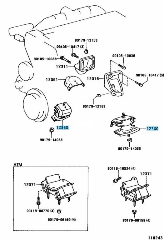 TOYOTA SOARER LEXUS SC300 SC400 Genuine 1JZ-GTE 2JZ-GTE Engine Mount x2 Set OEM