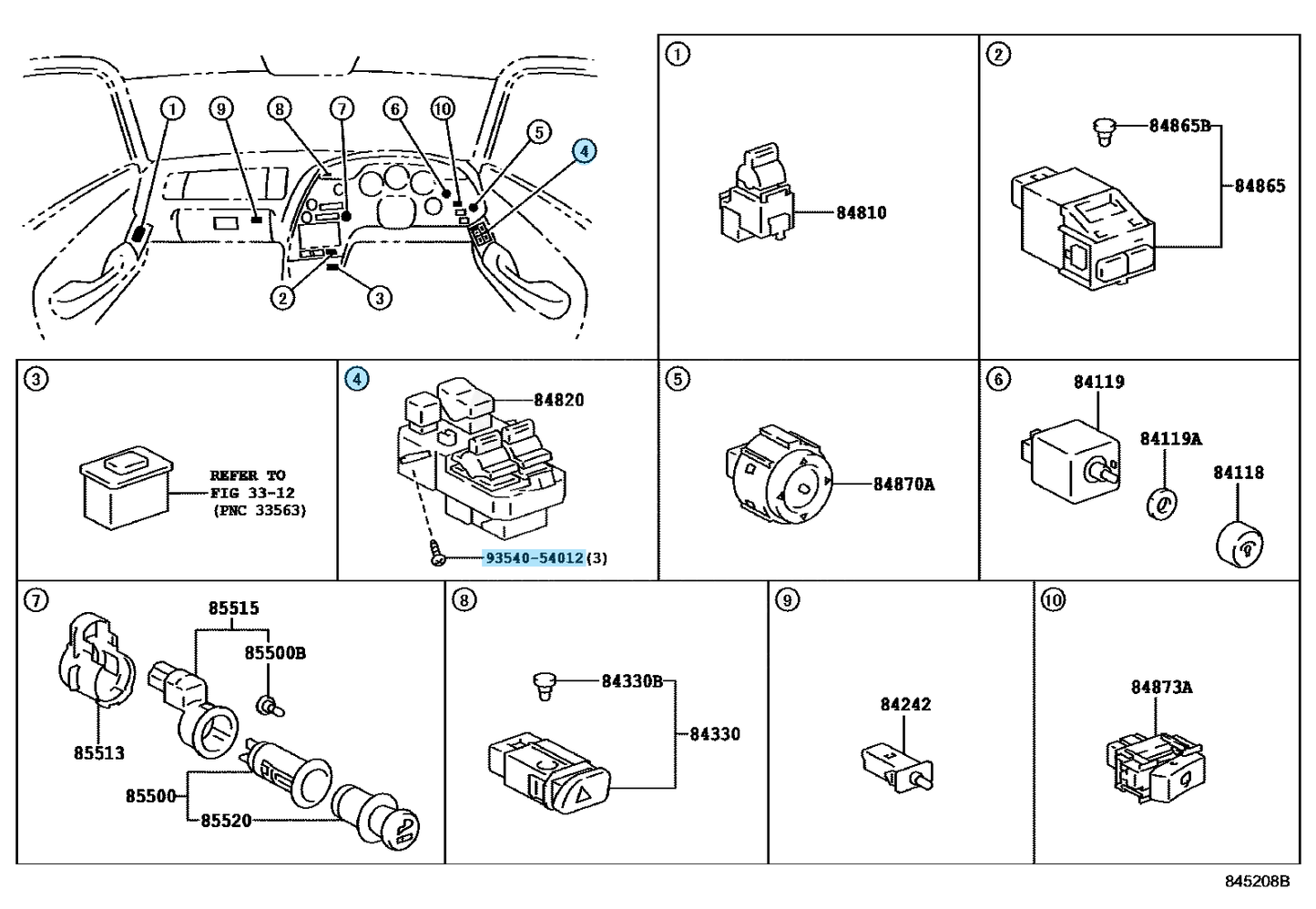 TOYOTA SUPRA JZA80 RHD Genuine Power Window Master Switch Window Regulator OEM