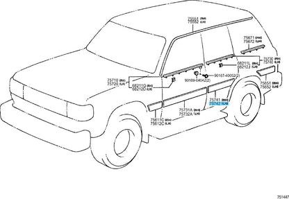 TOYOTA LAND CRUISER FZJ80 '95-97 Genuine Rear Door Outside Moulding LH OEM