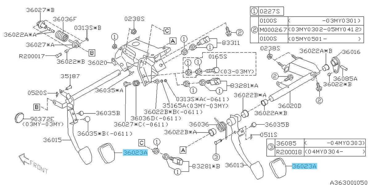 SUBARU IMPREZA GE GH 93-21 Genuine CLUTCH & BRAKE PEDAL PAD 36015GA111 x2 set
