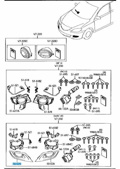 MAZDA MAZDA3 HATCHBACK BK Genuine Bumper Lamp Cover Right BS3E50C11A OEM