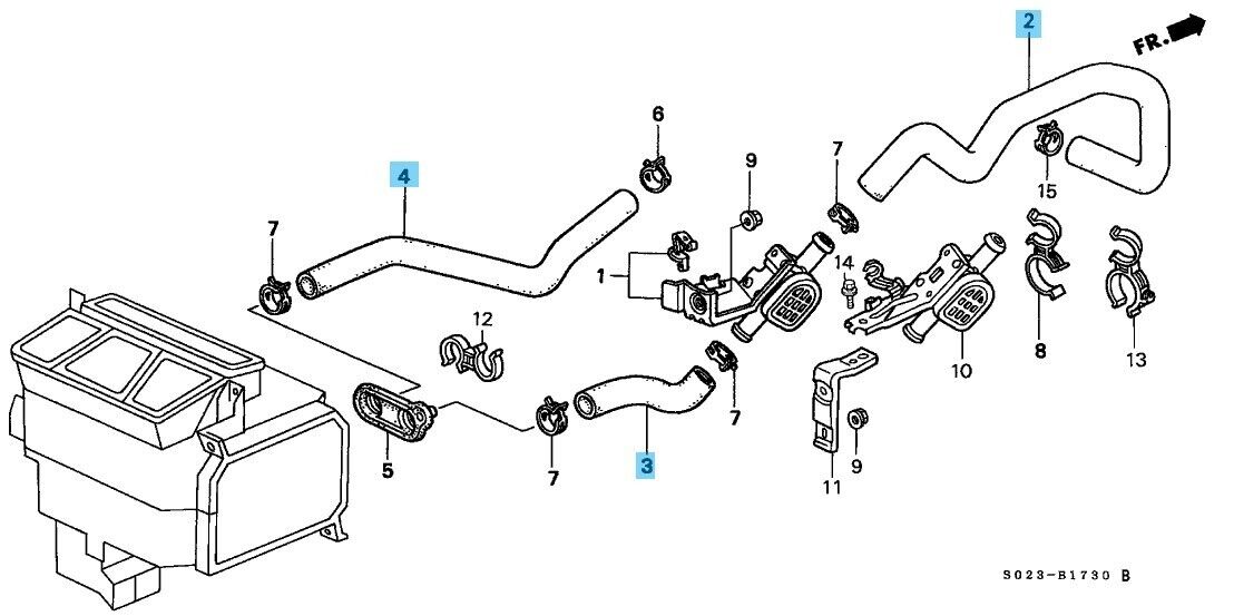 HONDA CIVIC EK2/3/5/8 EJ7 1996-1997 Genuine Heater Hose In & Outlet Set OEM