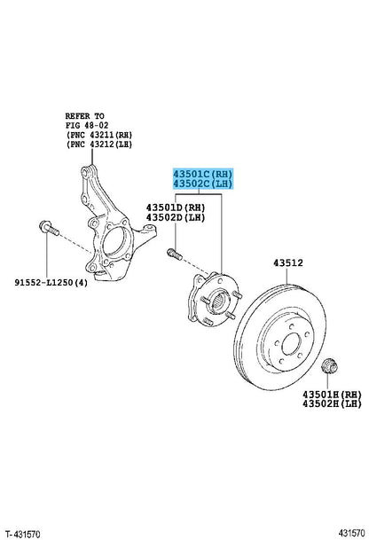 TOYOTA RAV4 ACA3# 06-18 Genuine Front Axle Hub Sub-Assy 43550-42020 x2 Set OEM