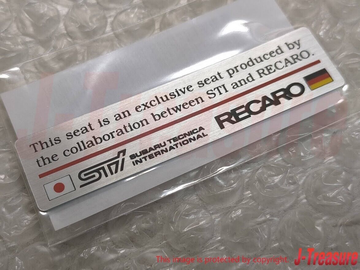 SUBARU IMPREZA WRX STi Genuine RECARO Seat Sticker Decal Emblem ST915024S020 OEM