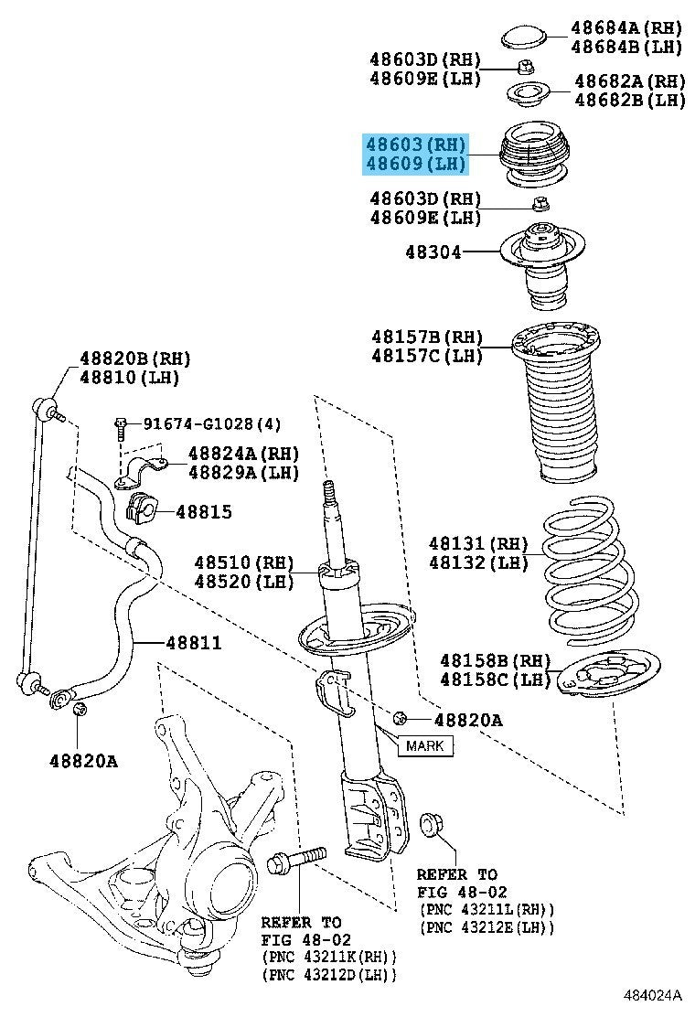 TOYOTA PRIUS C NHP10 '12-18 Genuine Front Suspension Support Sub Assy RH or LH