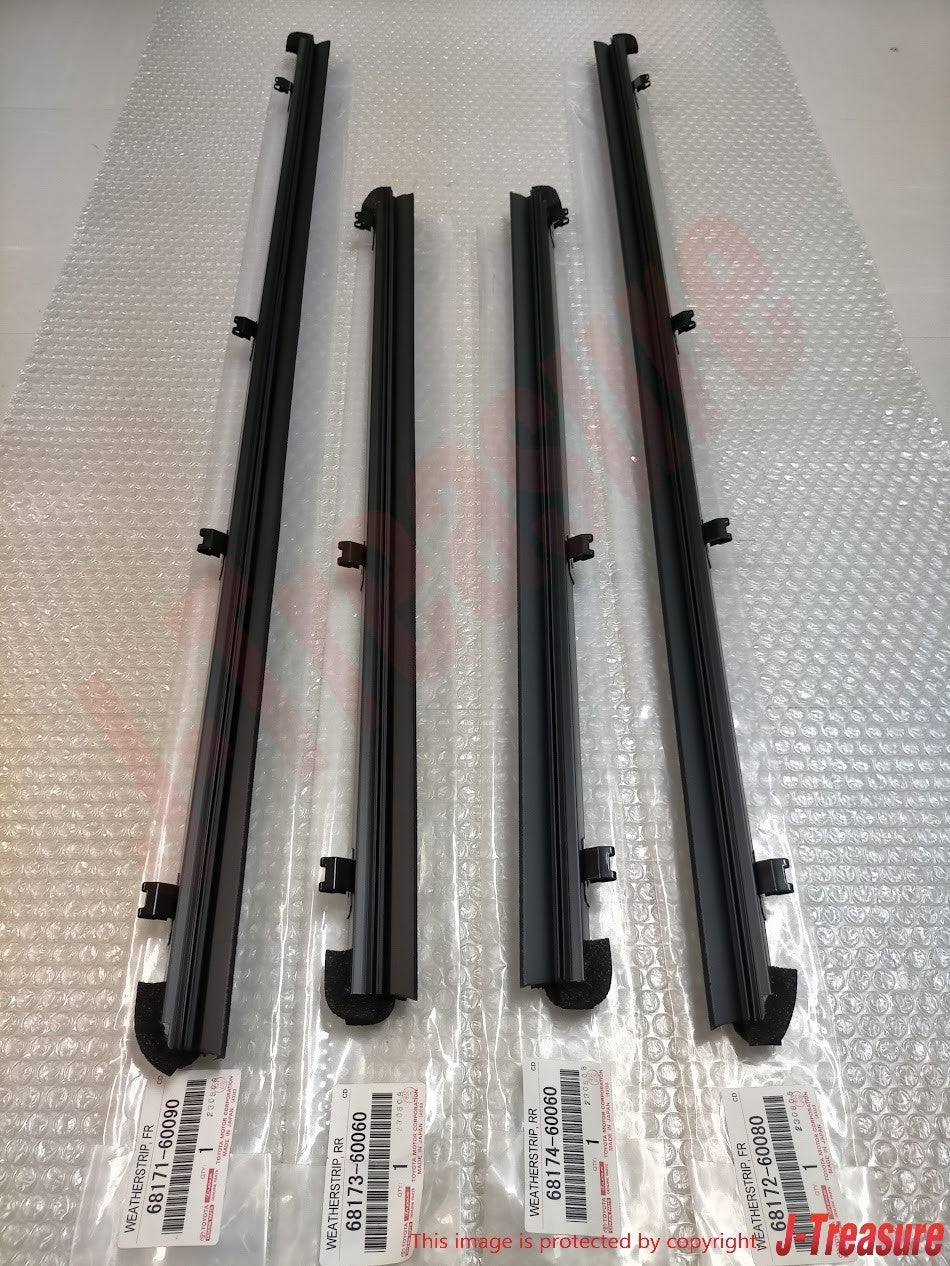TOYOTA 4RUNNER '10-22 Genuine F & R Door Glass Inner Weatherstrip RH & LH Set