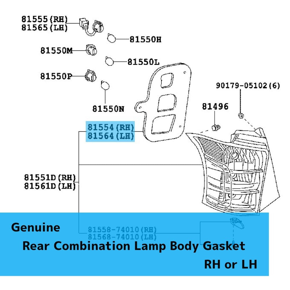 TOYOTA SCION iQ '12-15 Genuine Rear Combination Lamp Body Gasket RH or LH OEM