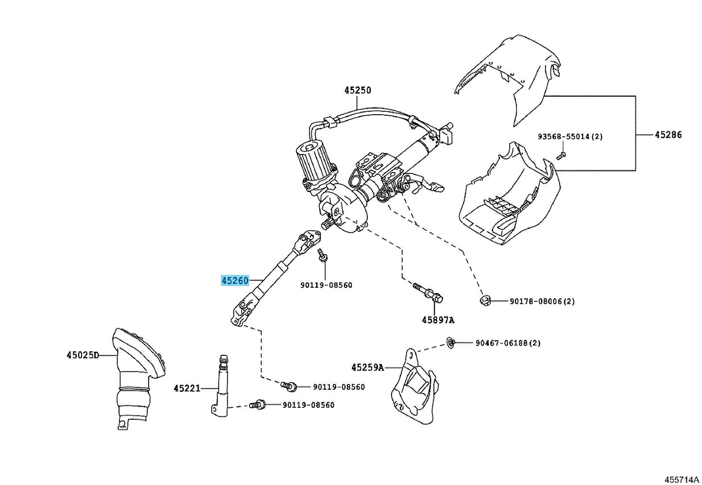 LEXUS CT200h ZWA10 11-17 Genuine Steering Intermediate Shaft Assy 45260-76020