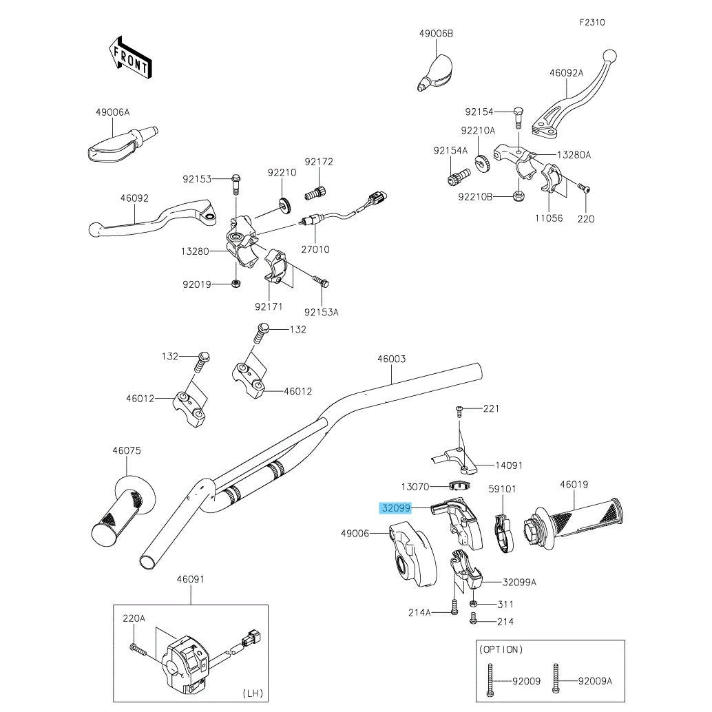 KAWASAKI KLX110/R '10-25 KLX110R L '21-25 Genuine Throttle Case Upper 32099-0037