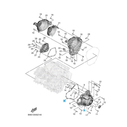YAMAHA MT-09 2024-2025 Genuine Crankcase 1 Cover LH  & Gasket Set OEM