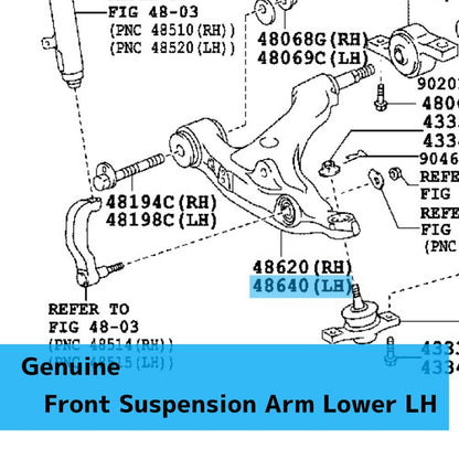 LEXUS GS350 GRL15/16 '13-20 Genuine Front Suspension Arm Lower LH For AWD OEM