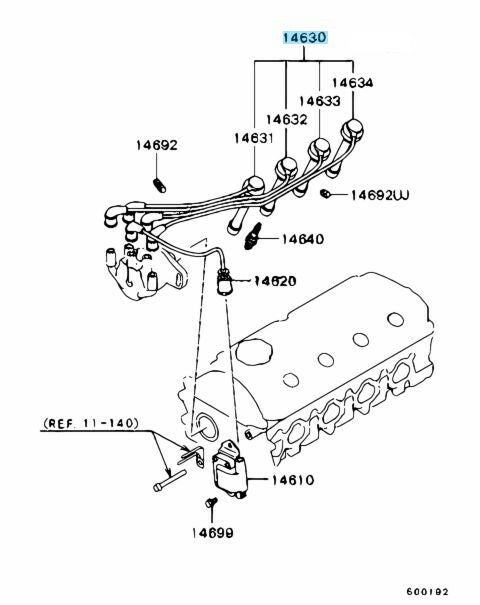 MITSUBISHI MONTERO SPORT K85W Genuine  Spark Plug Cable Code Assy MD338620 OEM