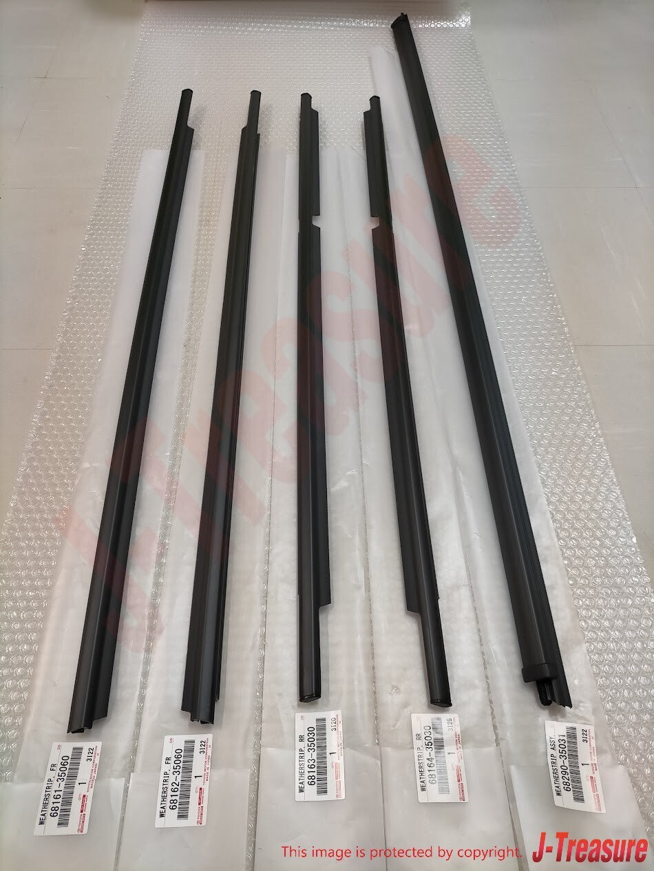 TOYOTA 4RUNNER 03-09 Genuine Door Belt Molding Weatherstrip Front Rear 5 PC Set