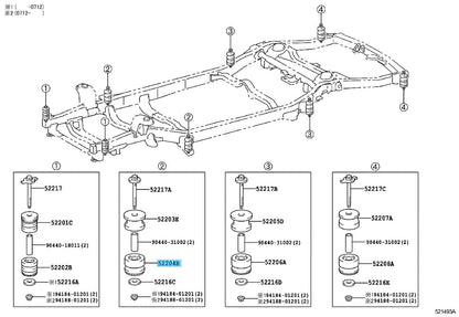 TOYOTA LAND CRUISER PRADO GRJ120 03-09 Genuine No.2 Lower Cab Mounting x2 set RL