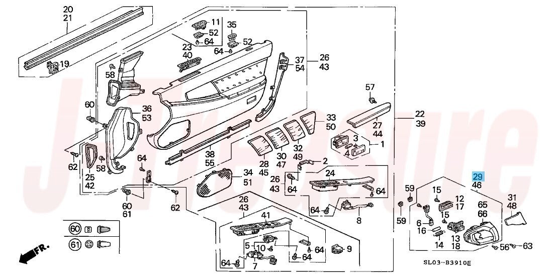 HONDA ACURA NSX NA1 NA2 91-99 Genuine Front Door Grip Assy RH 83541-SL0-A02ZF