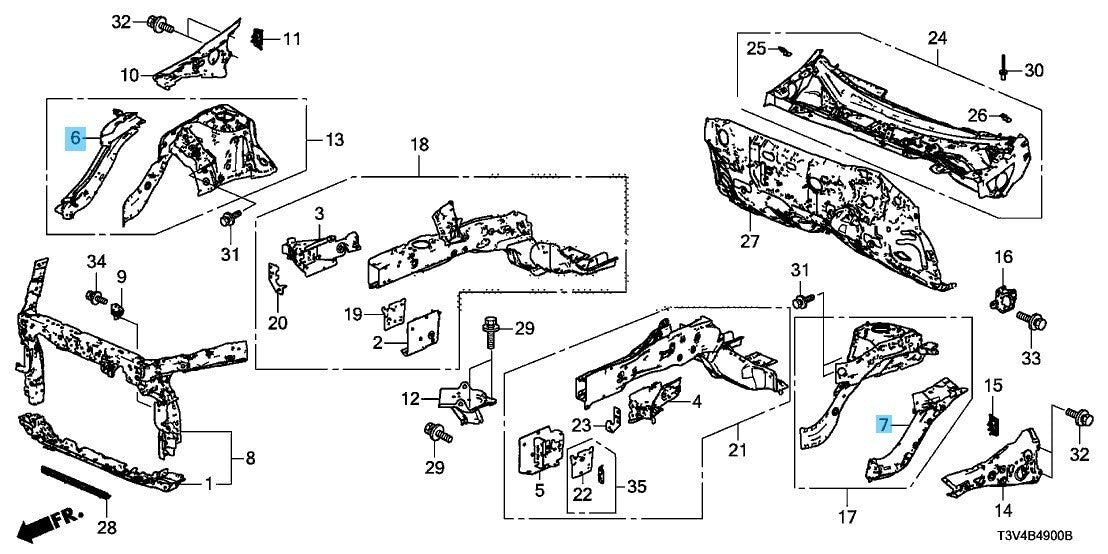 HONDA ACCORD 2013-2017 Genuine Front Lower Member Set Right & Left Set OEM