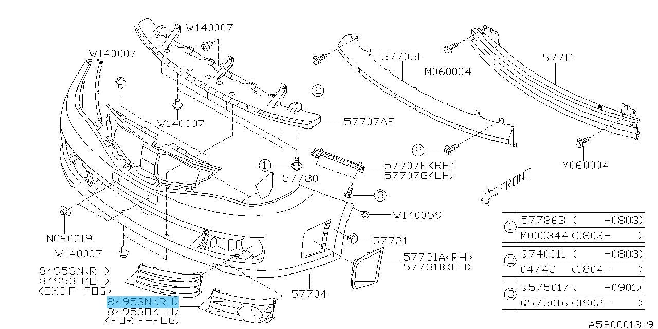 SUBARU IMPREZA WRX STI GV GR 11-14 Genuine Fog Light Cover RH 57731FG290PG OEM