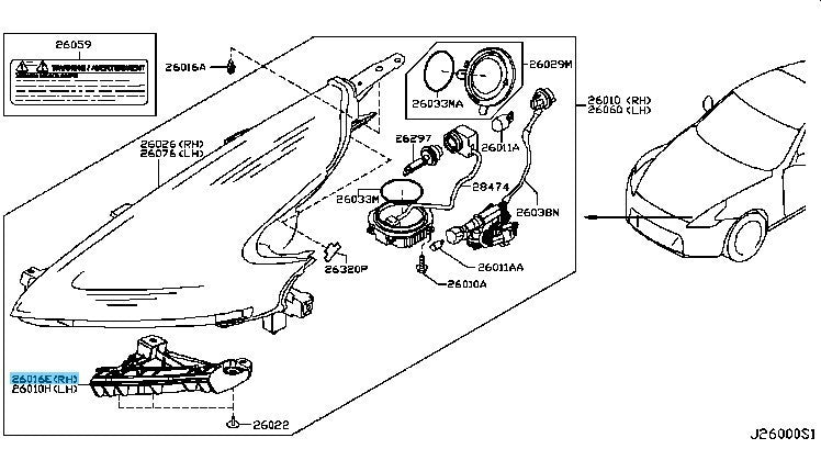 NISSAN 370Z Z34 2009-2020 Genuine Headlamp Mounting Bracket 62228-1EA0A RH OEM