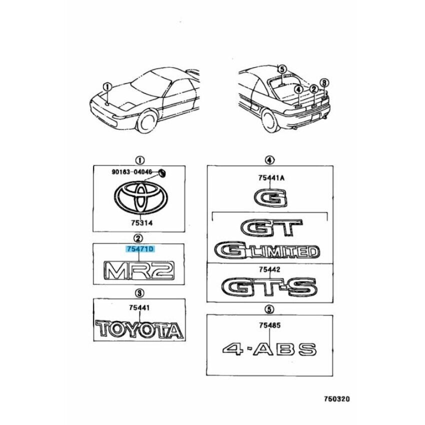 TOYOTA MR2 SW20 SW20L SW21 Genuine Plate Rear Name Emblem 75471-17110-B0 OEM