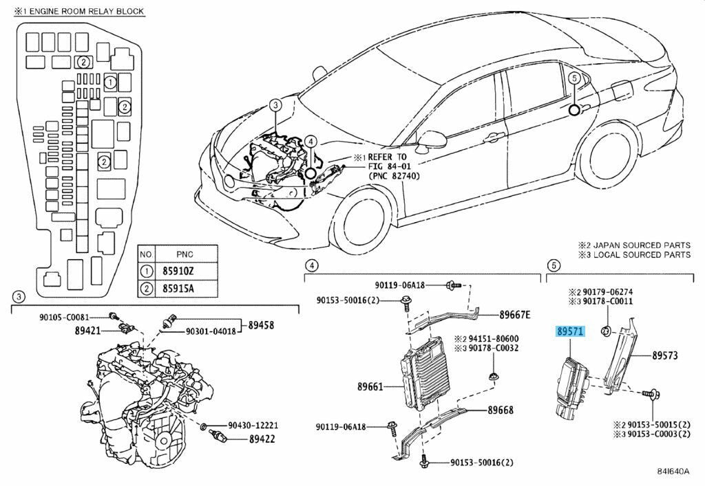 TOYOTA CAMRY AXVA70 18-22 Genuine Fuel Pump Control Computer 89571-33030 OEM