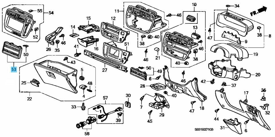 HONDA CIVIC Genuine Double Din Radio Block Off Delete Plate 77240-S0X-A00ZB OEM