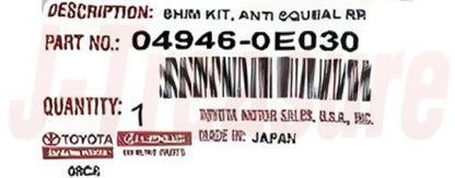 TOYOTA SIENNA ASL30 11-14 Genuine Rear Disc Brake Pad Shim Kit 04946-0E030 OEM