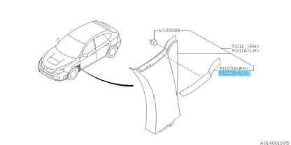 SUBARU IMPREZA WRX STI GVB 2011-2014 Genuine Front Fender Garnish Molding LH OEM