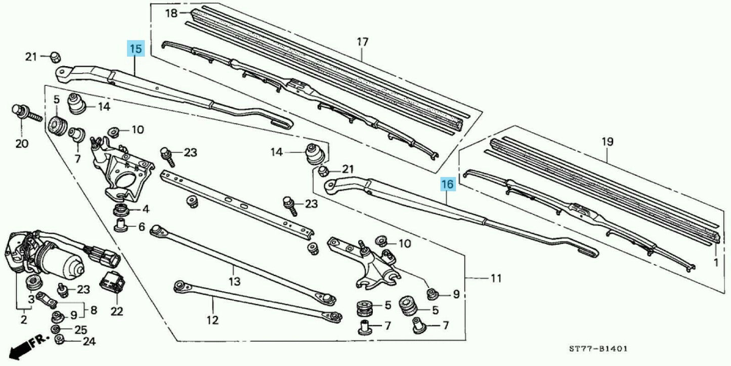 HONDA INTEGRA TYPE-R DC2 RHD Genuine Front Windshield Wiper Arm RH & LH Set OEM