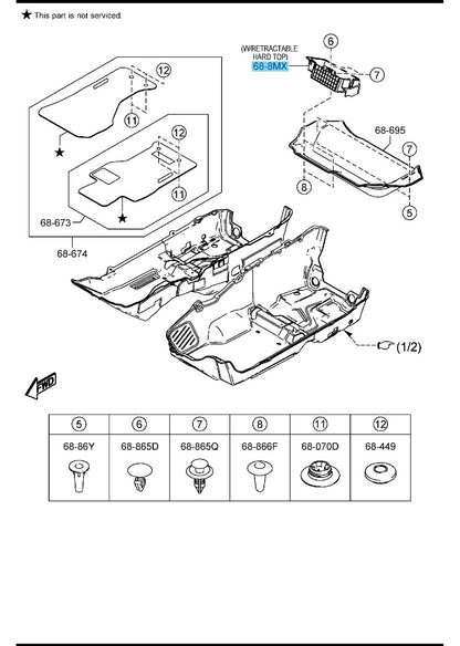 MAZDA MX-5 MIATA ND 16-24 Genuine Trunk Room Sub Trunk N248-68-8MXA OEM