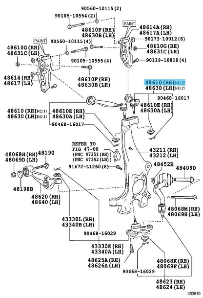 LEXUS LS600h UVF45/46 '09-16 Genuine Fr/Suspension Upper Arm No.2 RH 48610-59145