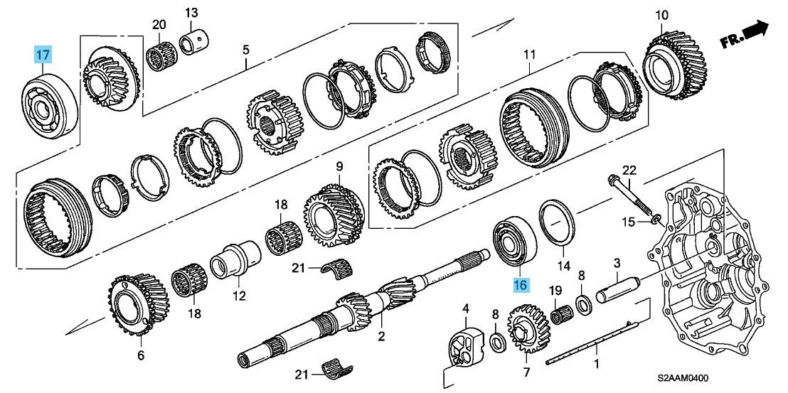 HONDA S2000 AP1 AP2 00-09 Genuine Transmission Gearbox Bearing 4pcs Set OEM