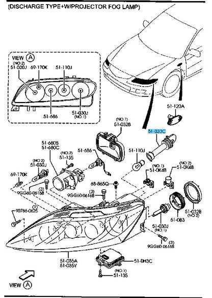 MAZDA MAZDA6 GG GY Genuine Head Lamp Socket GJ6A-51-0H8 OEM