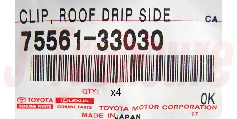 TOYOTA CAMRY GSV40 GSV50 02-17 Genuine Roof Drip Side Finish Clip RH & LH 4 set